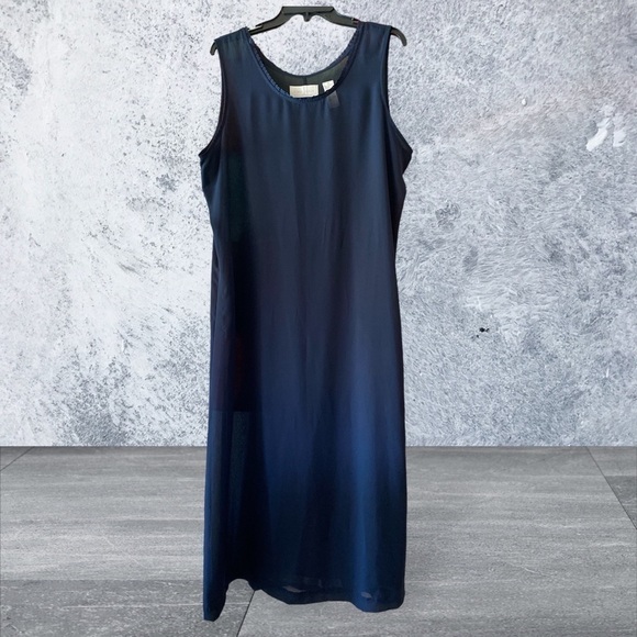 Liz Claiborne 1st ISSUE SHEER MAXI DRESS Size 18 Navy Gothic BALLETCORE - Picture 6 of 10